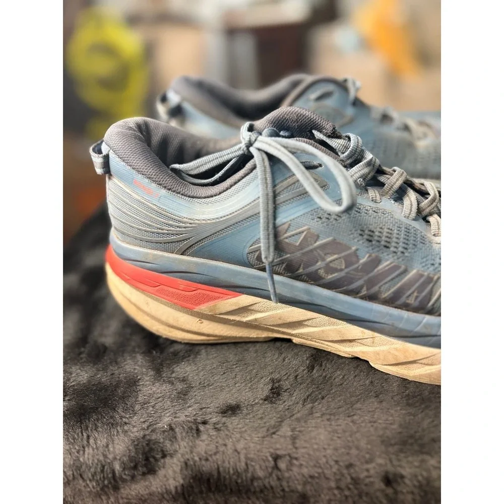 Hoka One One Bondi 7 Mens Running Shoes Blue Red 1110518 RTOS Size 9.5